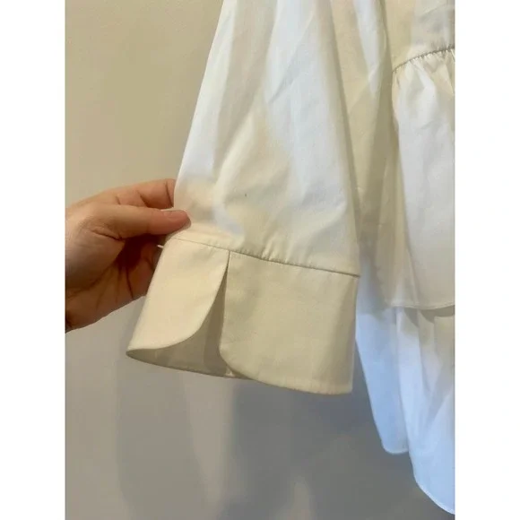 Anthropology Sunday in Brooklyn NWOT White Tiered Structured Blouse Cotton - NO - Picture 4 of 6